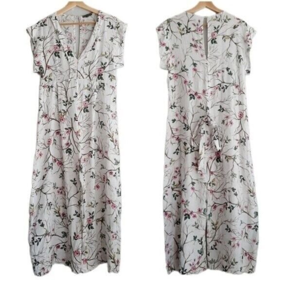 PLAZZA DEL TEMPIO Italy Lightweight Wide Leg Floral Romper Sz M - Picture 2 of 15